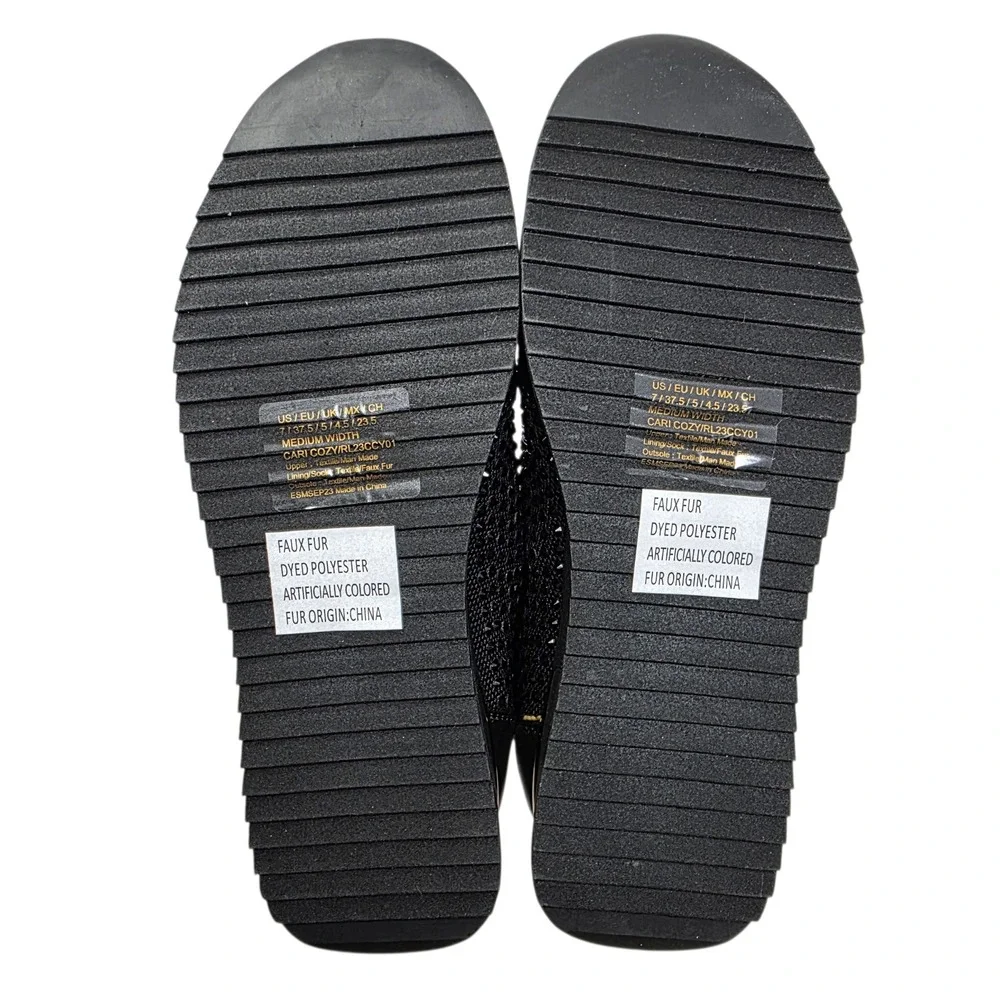 Kenneth Cole Reaction‎ Women Black Faux Fur Jewel Jogger Sneaker Size 7 NIB